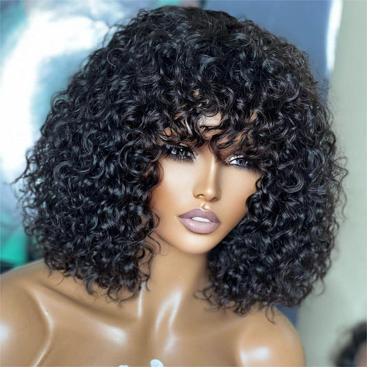 Glueless Bouncy Curl Wig With Bangs