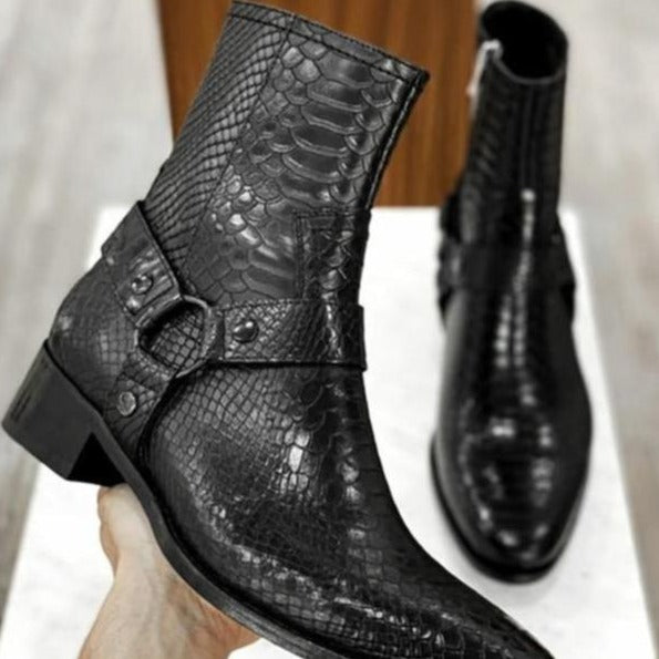 New Men Shoes Handmade High grade Black PU Boots