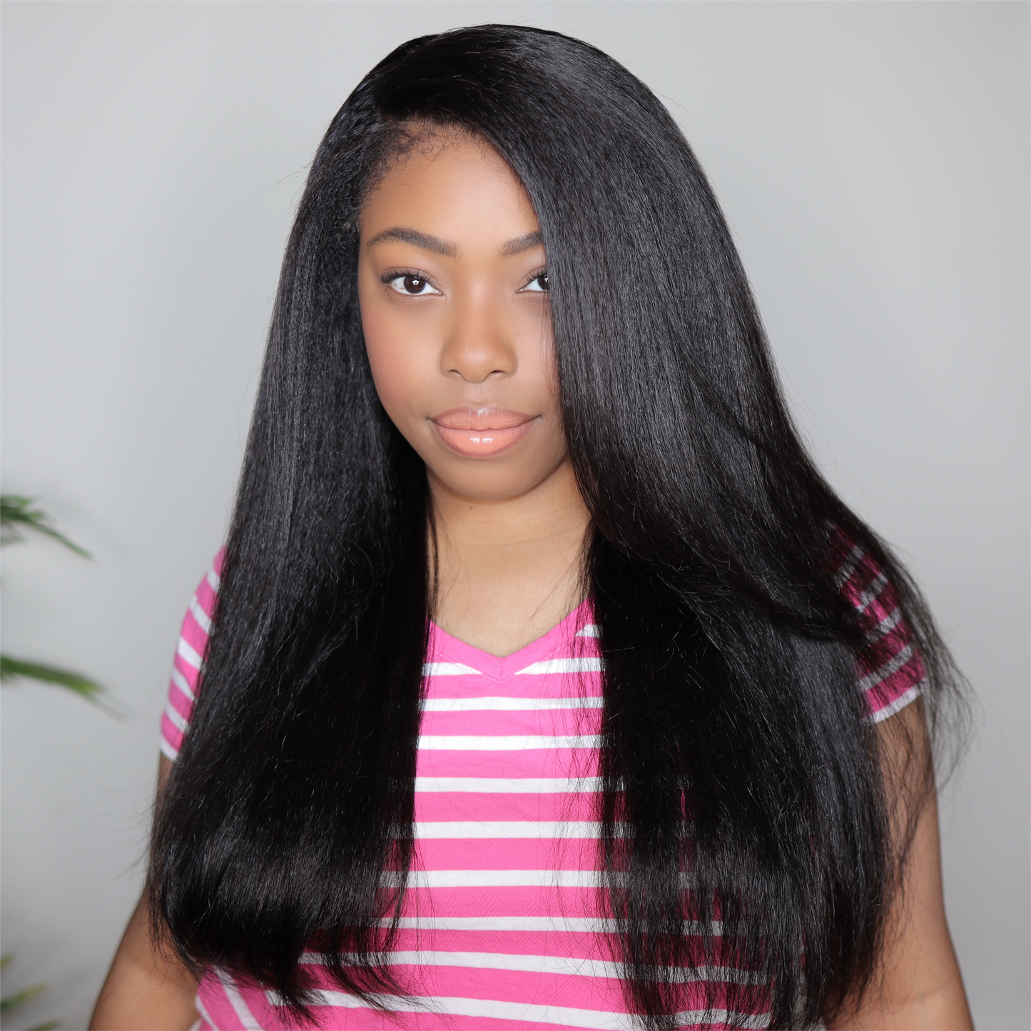 Glueless Hybrid Hairline With Kinky Straight 9x4 HD Lace Front Ventilated Wig