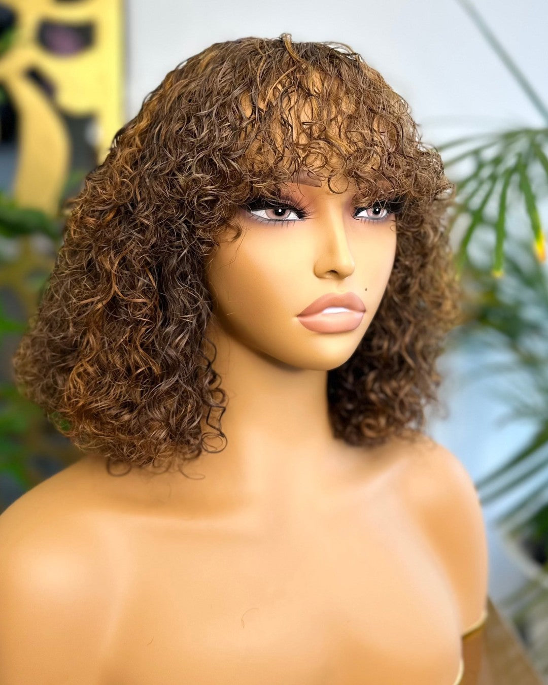 Blonde Highlight Loose Fringe Curly Wig