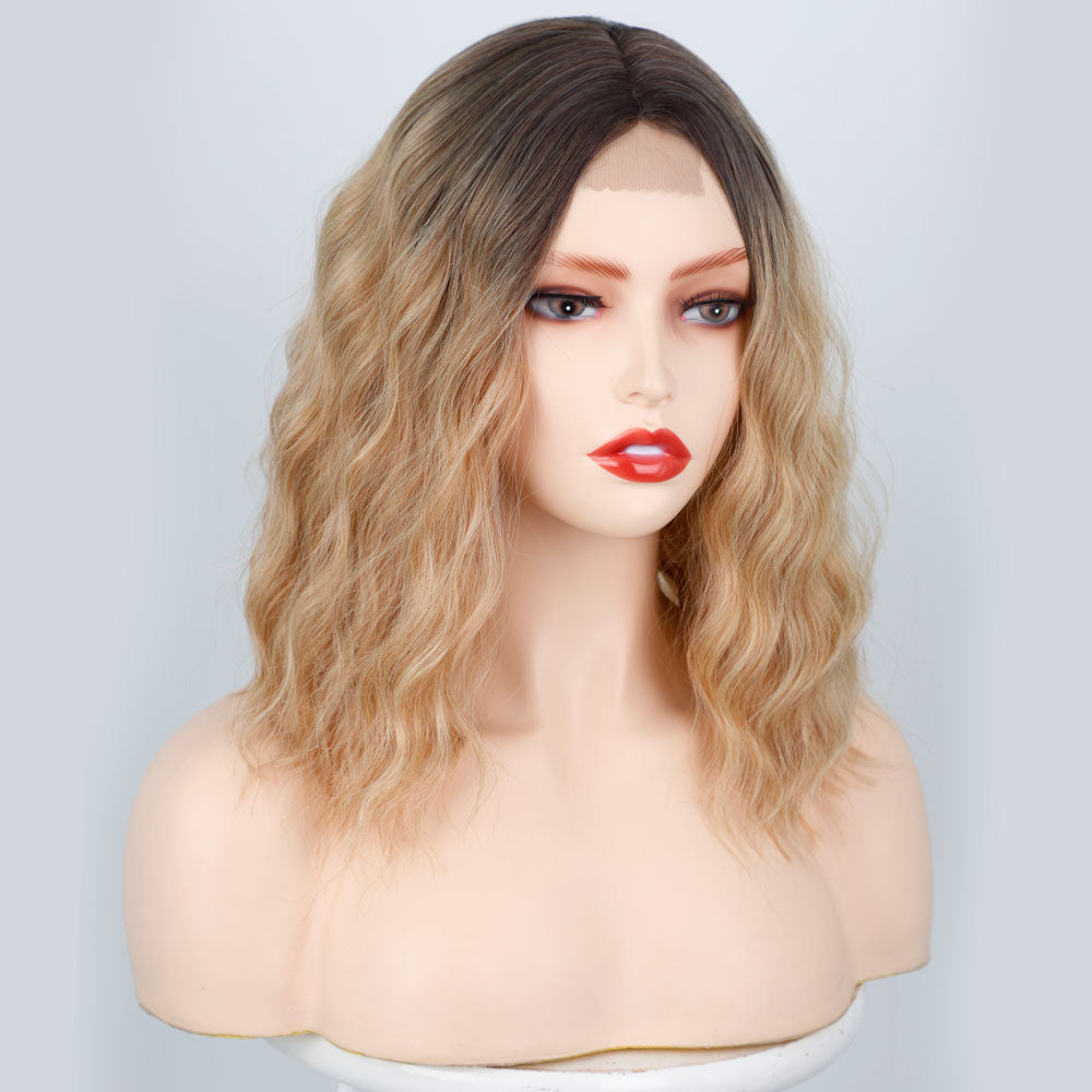 Ladies' front lace wavy short curly hair wigs 1024121004