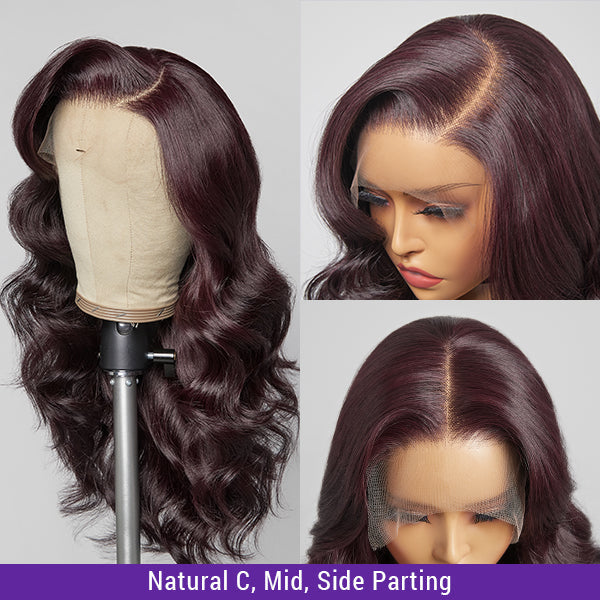 5x5 Lace Closure Classic Dark Plum Body Wave Wig