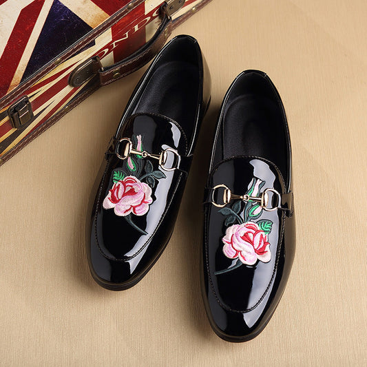 Black Patent Leather Men's Slip On Shoes Loafer