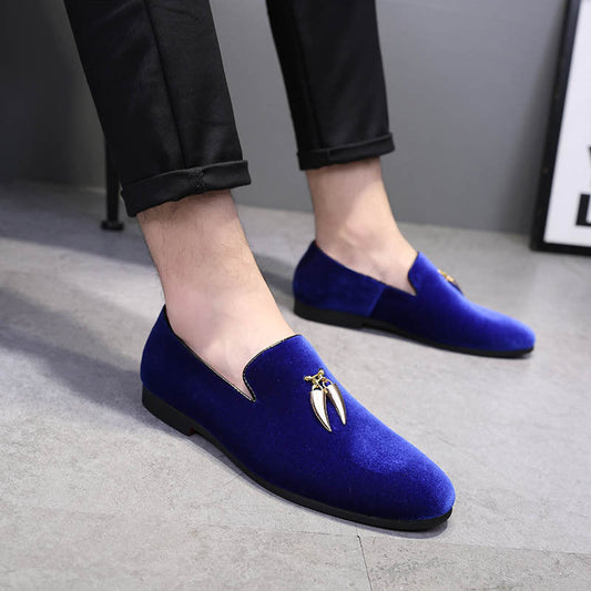 Blue Suede Men's Slip On Shoes Loafer