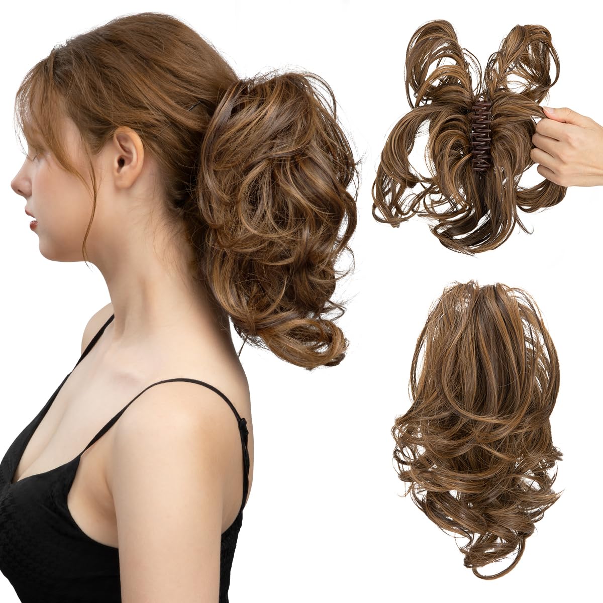 Women's Short Curly Ponytail Wig Clips 1924121007