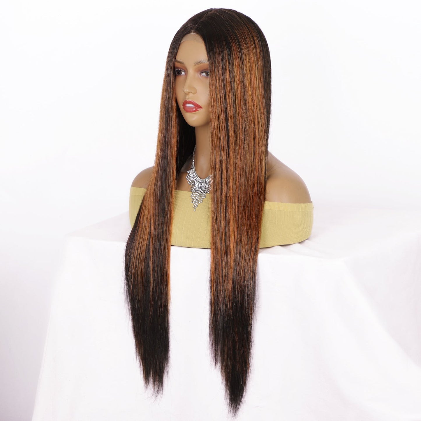 Women's long straight hair dyed wig 1024121218