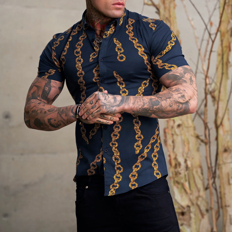 casual print men's shirt