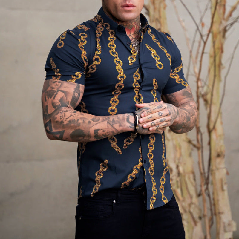 casual print men's shirt