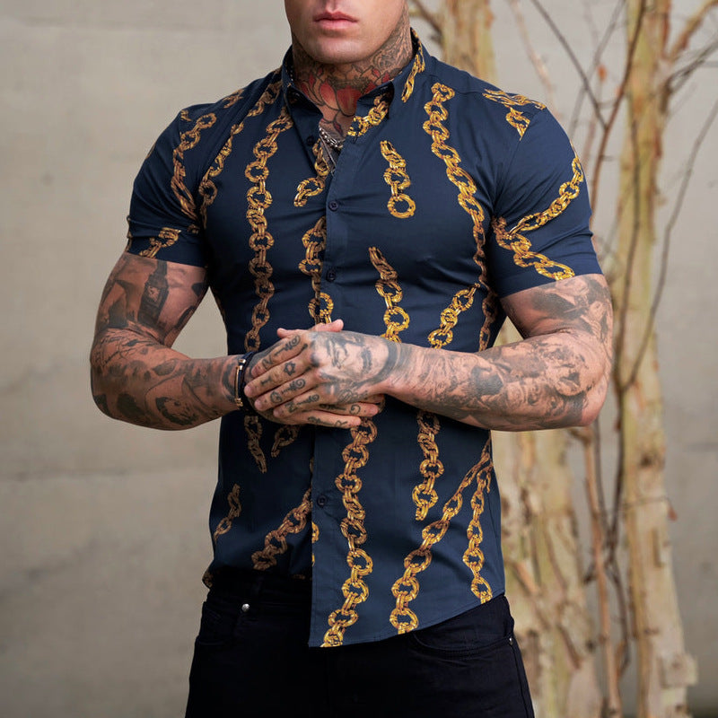 casual print men's shirt