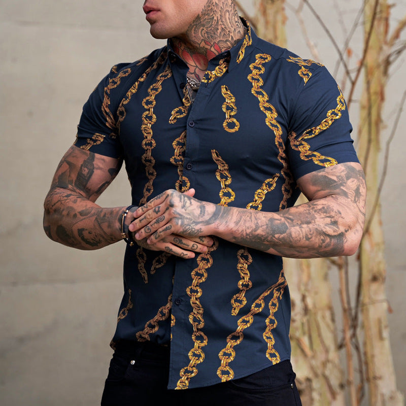 casual print men's shirt