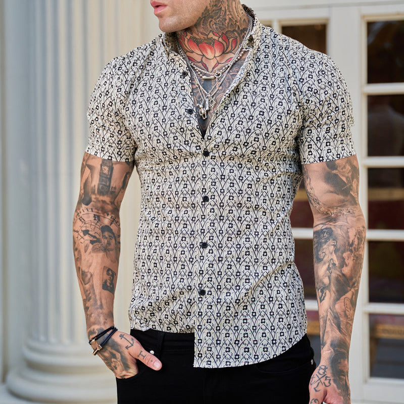 Men's Summer Two Tone Base Print Shirt