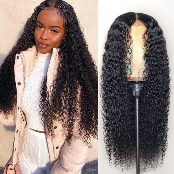 5X5 Lace Closure Human Hair Deep Wave Wig