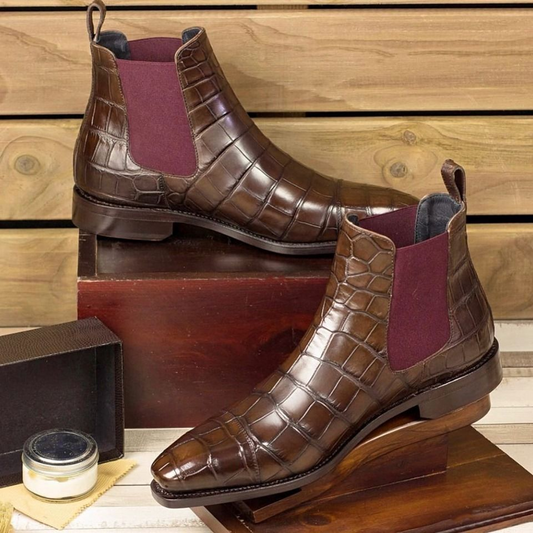 Handmade Brown Dress Chelsea Boots