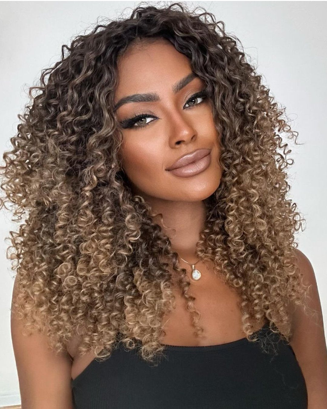 Ombre Golden Curly 5x5 Lace Closure Wig