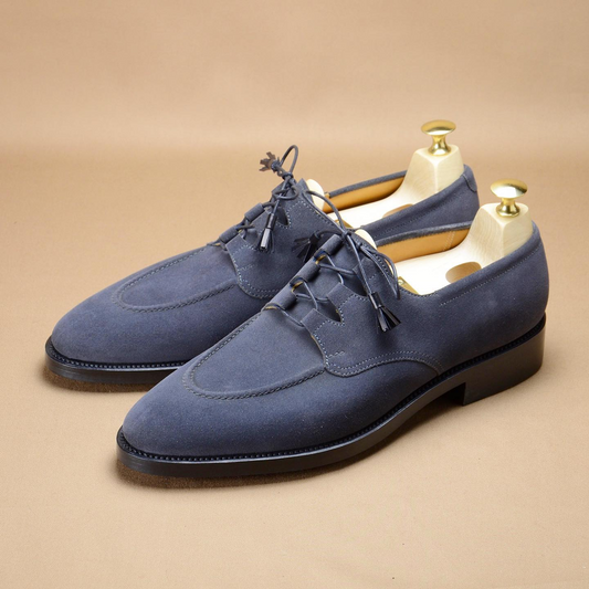 Blue leather men's oxford shoes