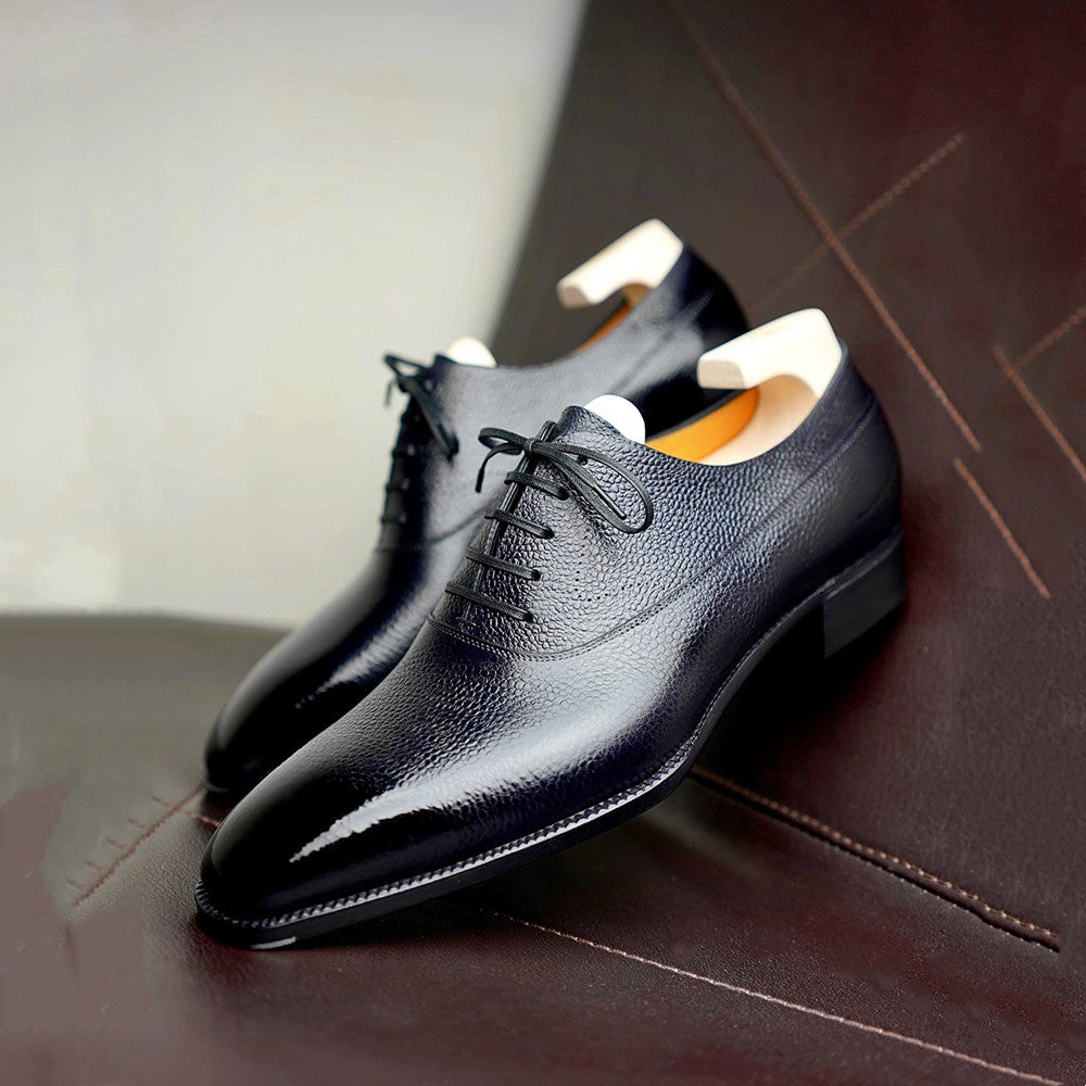 Black lace-up pointed toe classic Oxford dress shoes