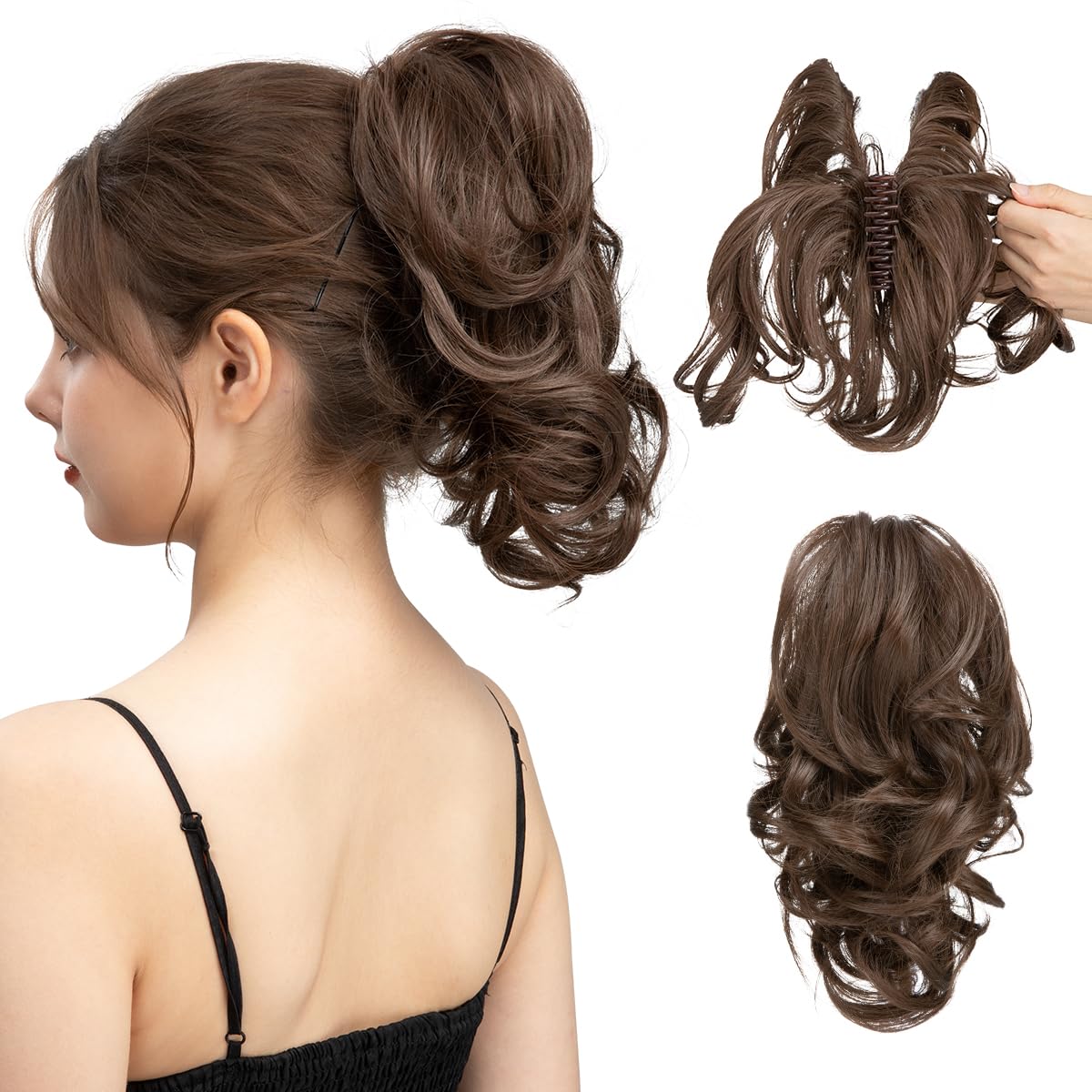 Women's Short Curly Ponytail Wig Clips 1924121007