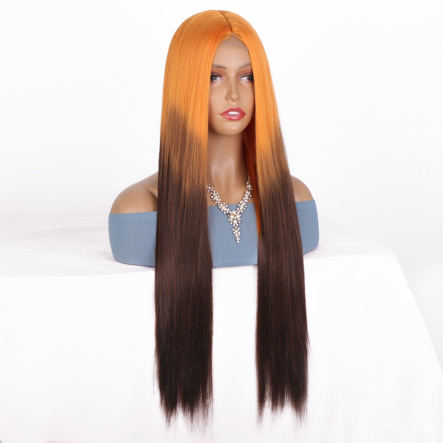 Women's long straight hair dyed wig 1024121218