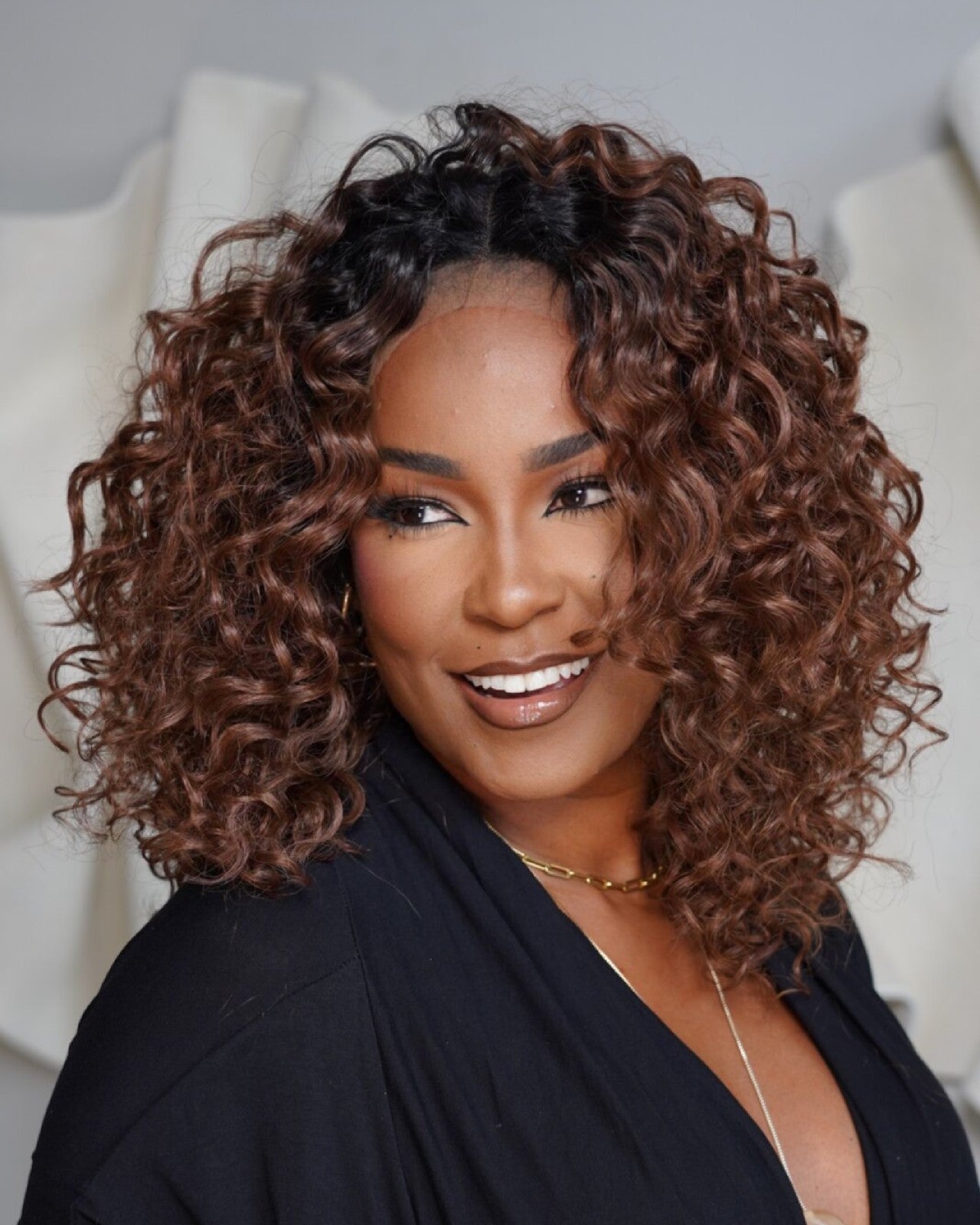 Coco Chocolate Brown Wave Curly Lace Front Wig