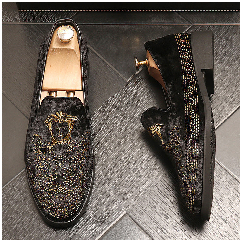 Embroidered fashion all-match loafers slip-ons