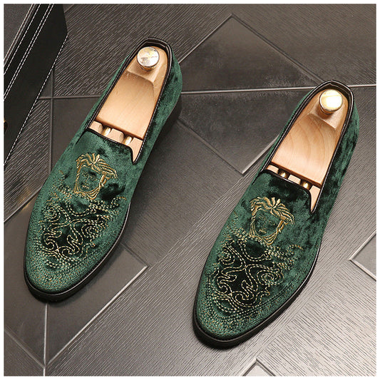 Embroidered fashion all-match loafers slip-ons