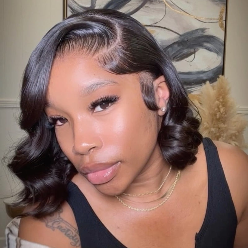 Luxury Side Part Bob With Glam Waves 5x5 Lace Closure Wig