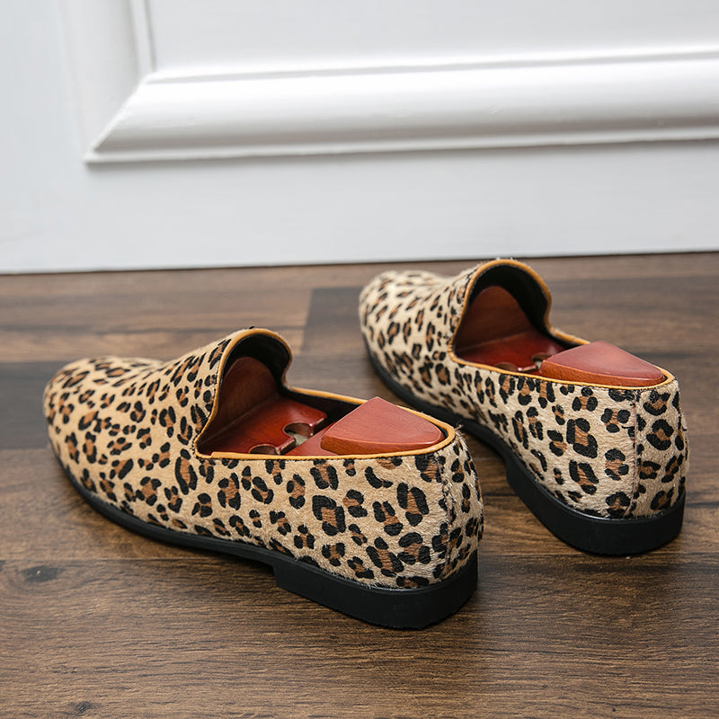 Leopard Print Men Slip On Shoes