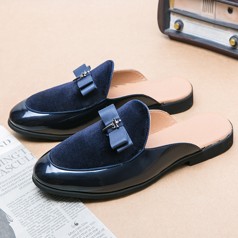 Men Suede Bowtie Half Slip On Shoes