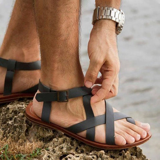 Black Men's Roman Sandals