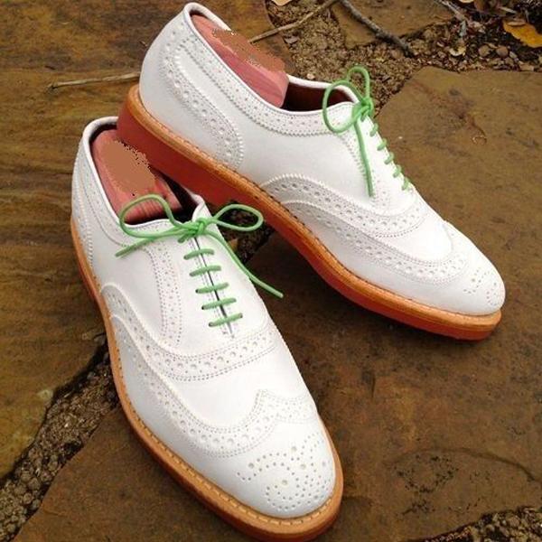 White classic formal brogue pattern men's oxford shoes