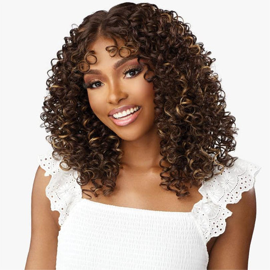 Light Brown Blonde Mixed Highlights Curly 5x5 Lace Closure Wig