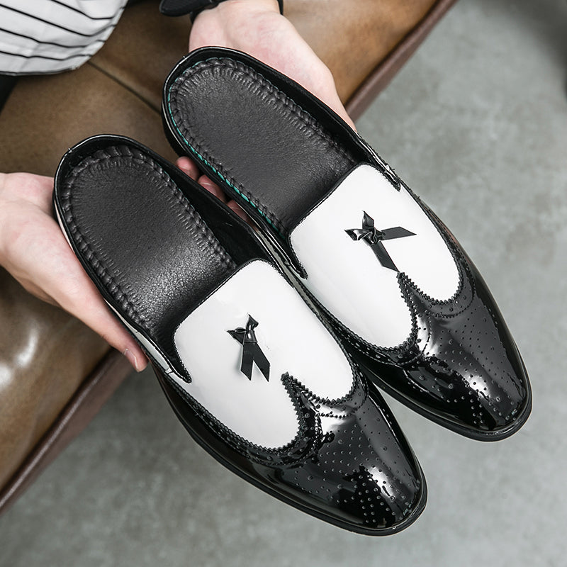 Casual Splicing Black White Men Slip On Shoe