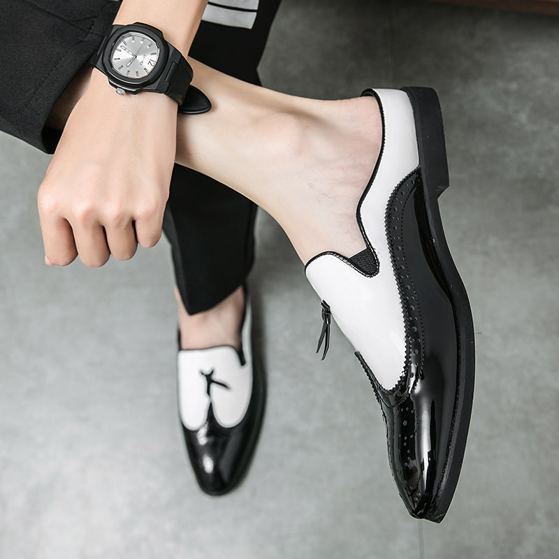 Casual Splicing Black White Men Slip On Shoe