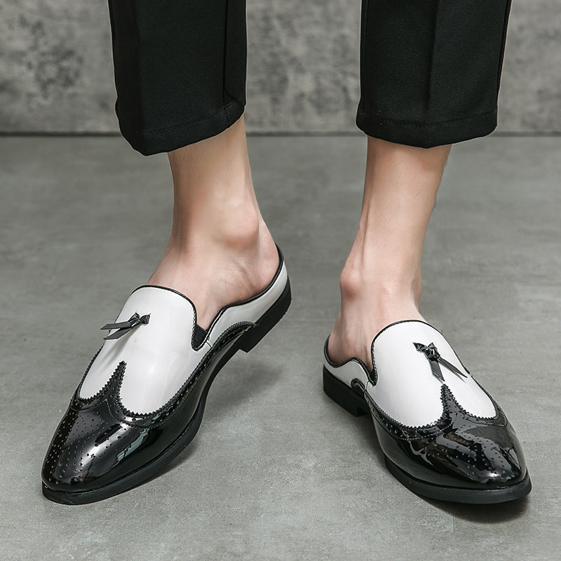 Casual Splicing Black White Men Slip On Shoe