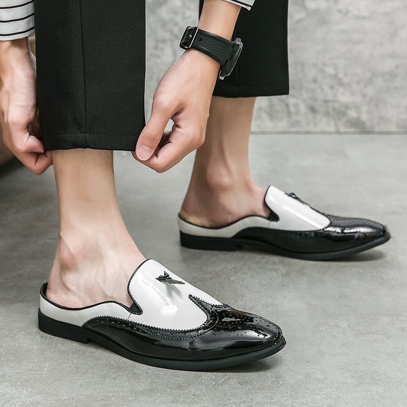 Casual Splicing Black White Men Slip On Shoe