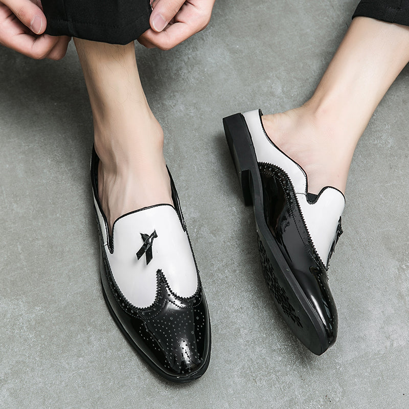 Casual Splicing Black White Men Slip On Shoe