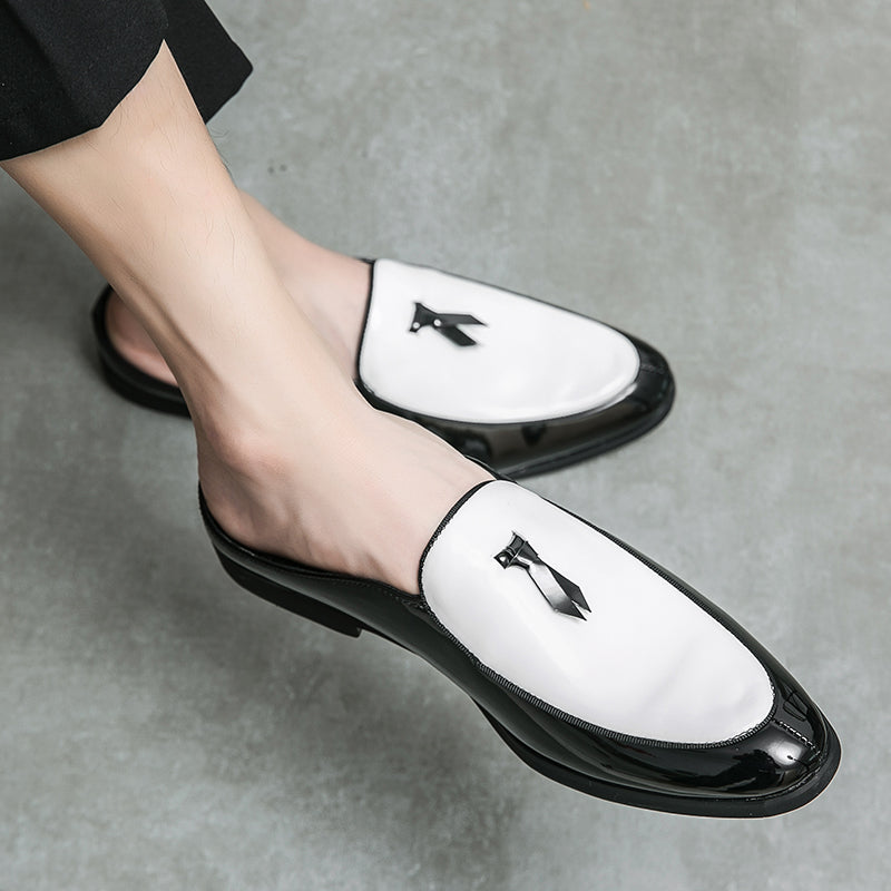 Casual Splicing Black White Men Slip On Shoe