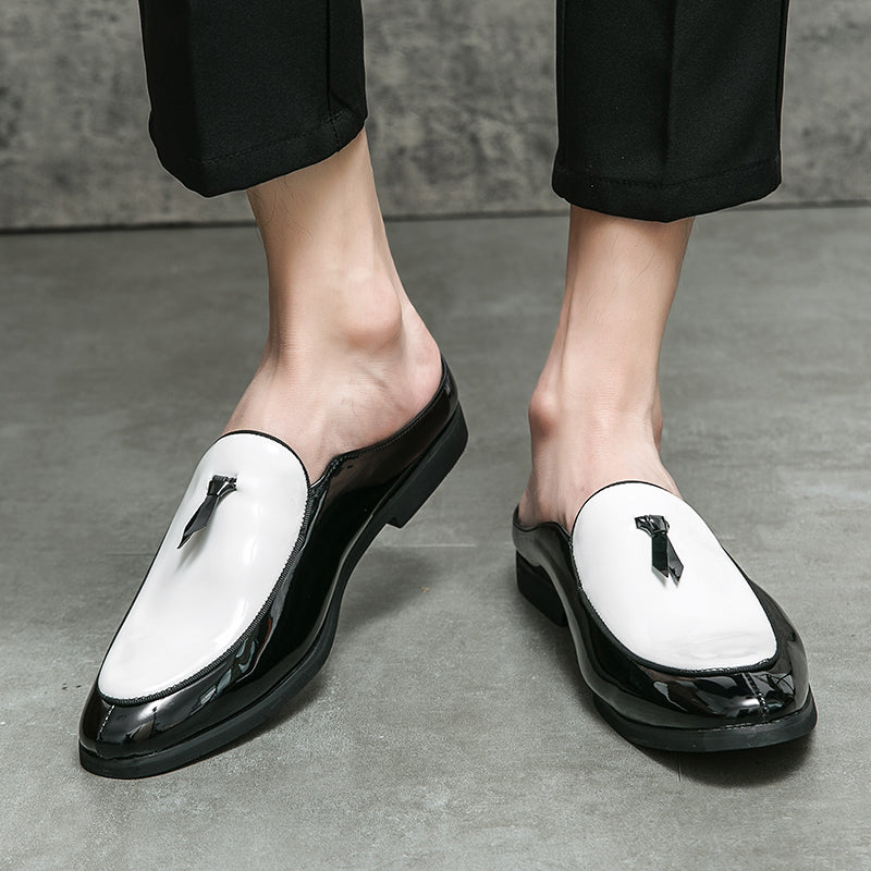 Casual Splicing Black White Men Slip On Shoe