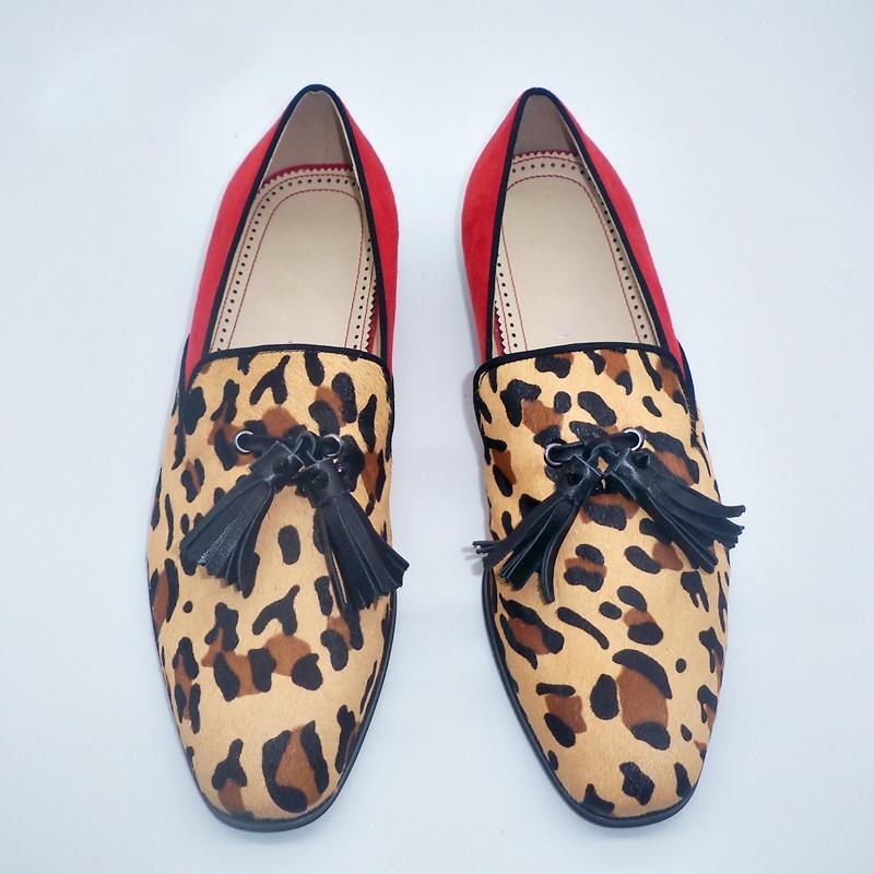 2021 New LEOPARD PRINT Men Shoes Fashion Casual British Gentleman Tassel Loafers