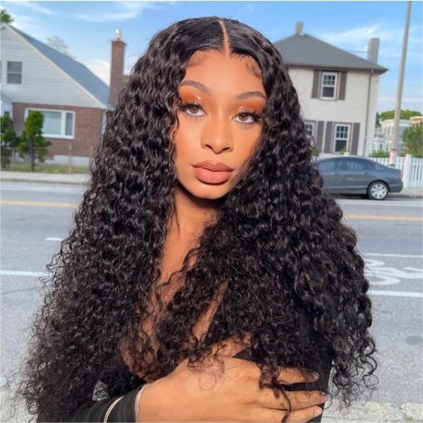 5X5 Lace Closure Human Hair Deep Wave Wig