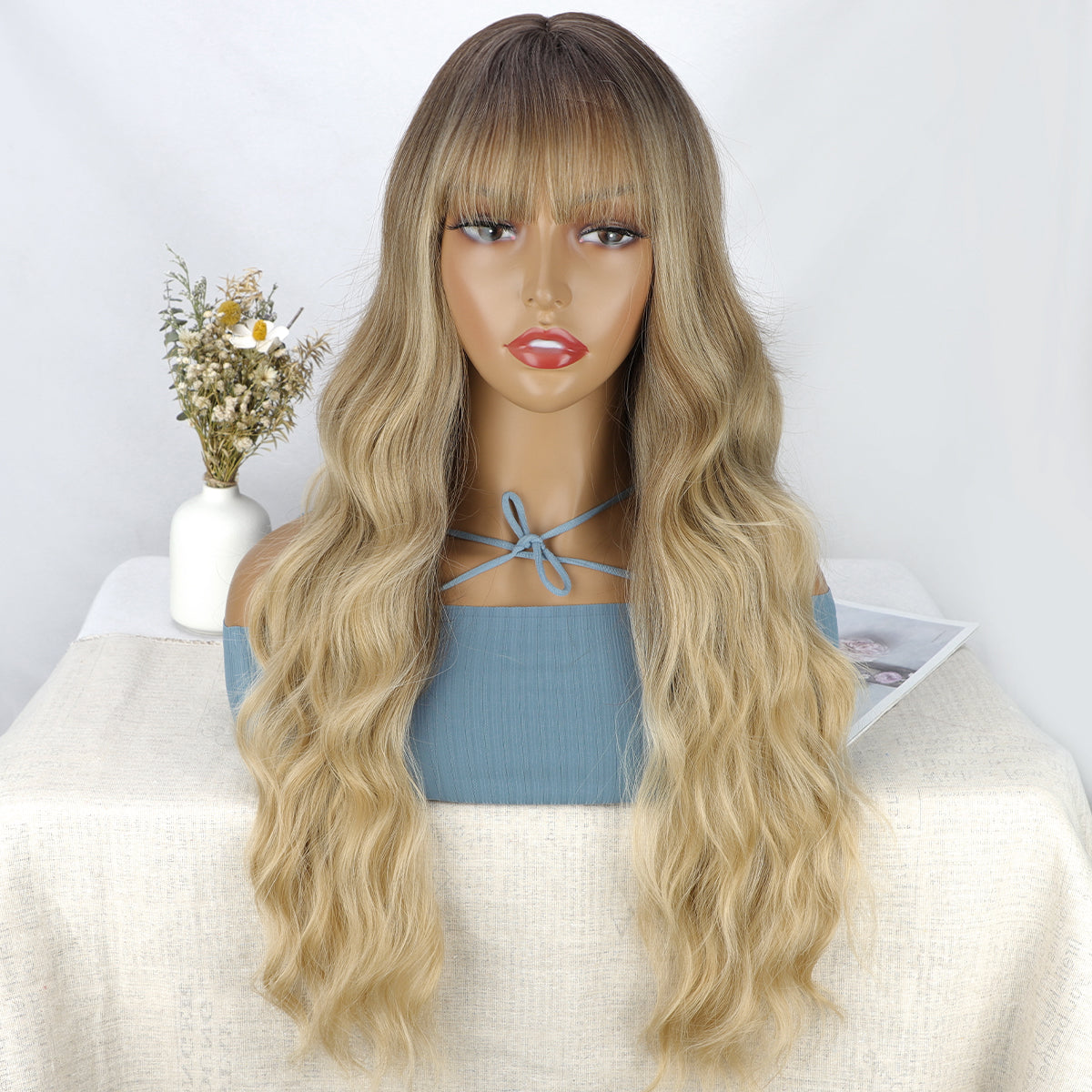 Big wave long curly hair with bangs wig 1024121213