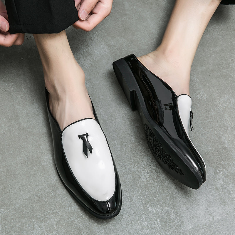 Casual Splicing Black White Men Slip On Shoe