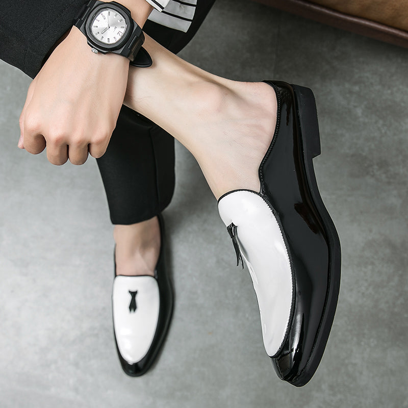 Casual Splicing Black White Men Slip On Shoe