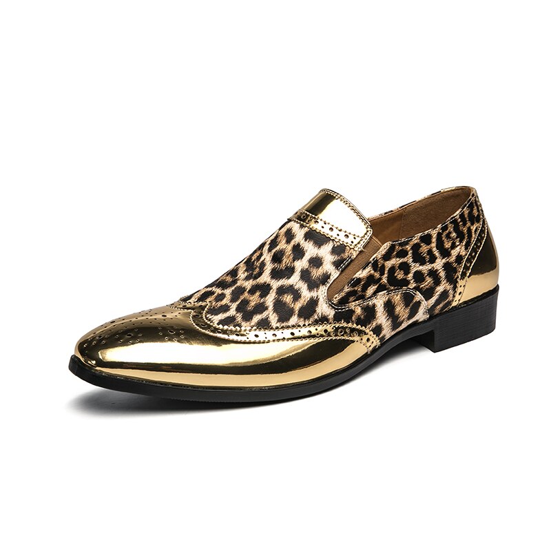 Leopard Fashion Men Shoes Brogue Loafers Youth Trend Shoes