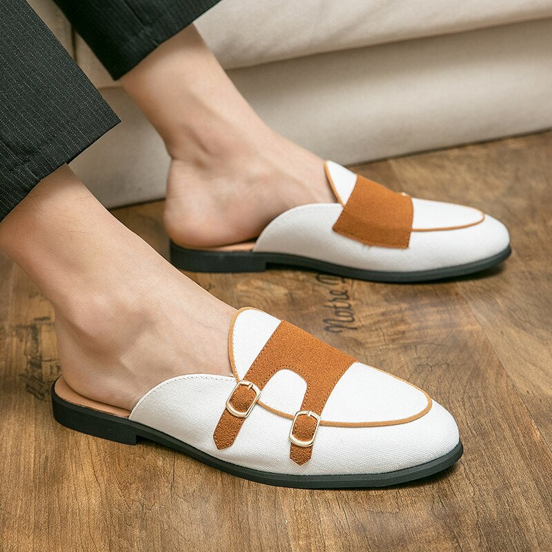 Canvas Leather Shoes Men Casual Luxury Loafers Shoes