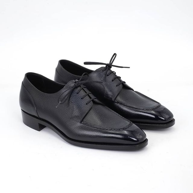 Men_s handmade leather black derby shoes