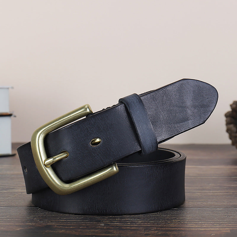 Men's genuine leather business retro first layer cowhide pin buckle belt（3 color）