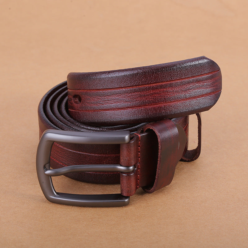 First layer cowhide belt men's pin buckle retro fashion casual trend belt