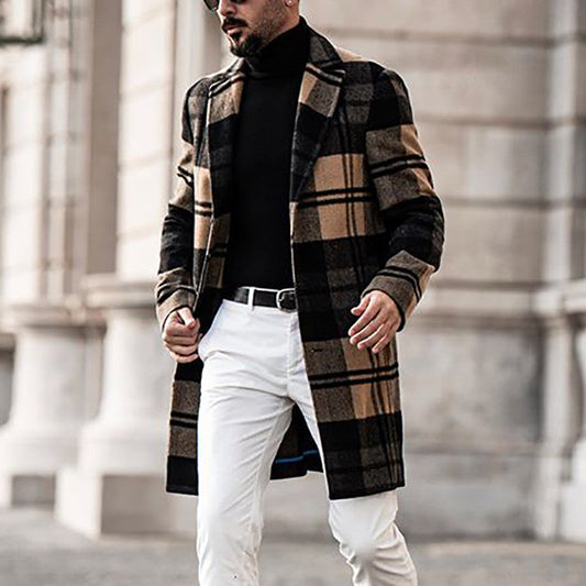 Casual plaid coat mid-length coat