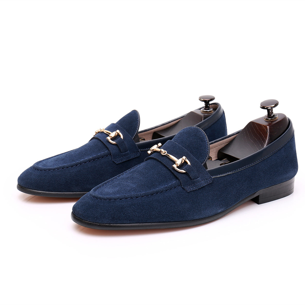 Fashion Double Buckle Classic Suede Business Loafers Slip-On Shoes